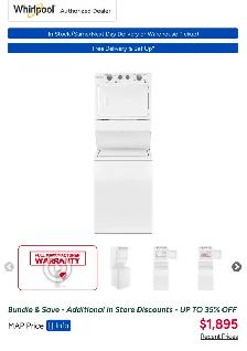 Whirlpool Stacked Washer & Dryer – Space-Saving Laundry Center