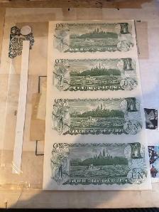uncut sheet x4 1$ Bills 1973 - #108 - Photo 2