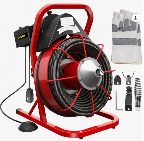 VEVOR 75Ft x 1/2'' Electric Drain Cleaner Machine 370W