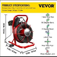 VEVOR 75Ft x 1/2'' Electric Drain Cleaner Machine 370W - Photo 2
