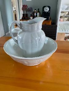Ensemble de pichet et bol à eau, ancien, Alfred Meakin, Angleter - Photo 3