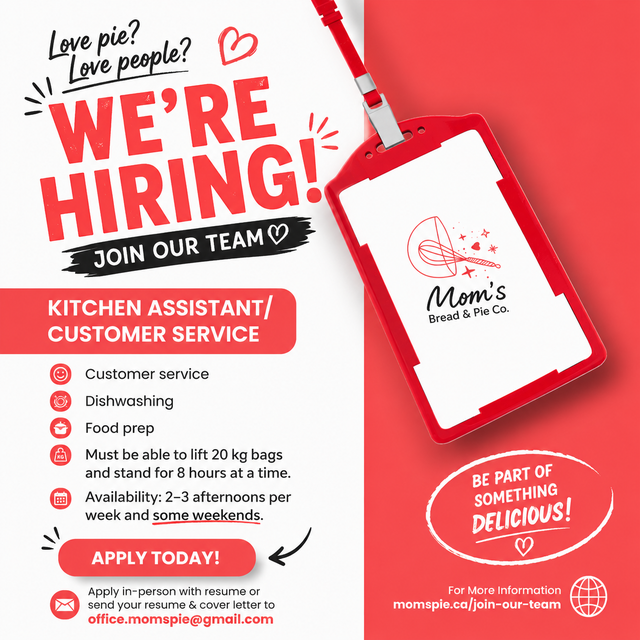 HELP WANTED: Part time kitchen helper/customer service rep