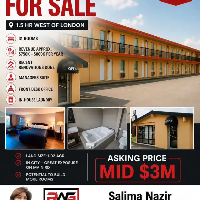 MOTEL. FOR SALE IN CHATTAM WITH 450-500 NET INCOME
