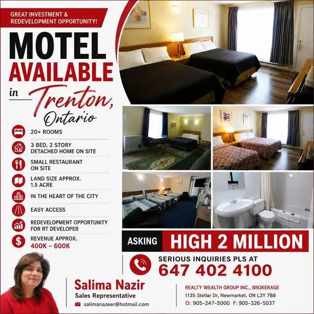 MOTEL FOR SALE IN TRENTON WITH DETACHED PROPERTY