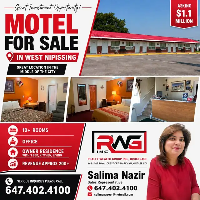 MOTEL FOR SALE IN STRUGEON FALLS WITH OWNERS RESIDENCE