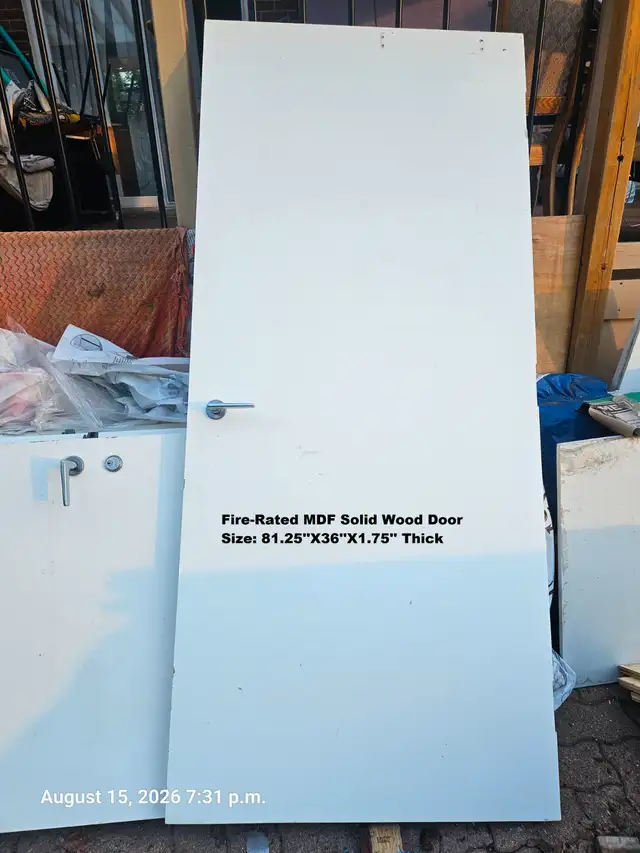 Fire-Rated MDF Solid Wood Door 81.25’’X36’’X1.75’’ for $100