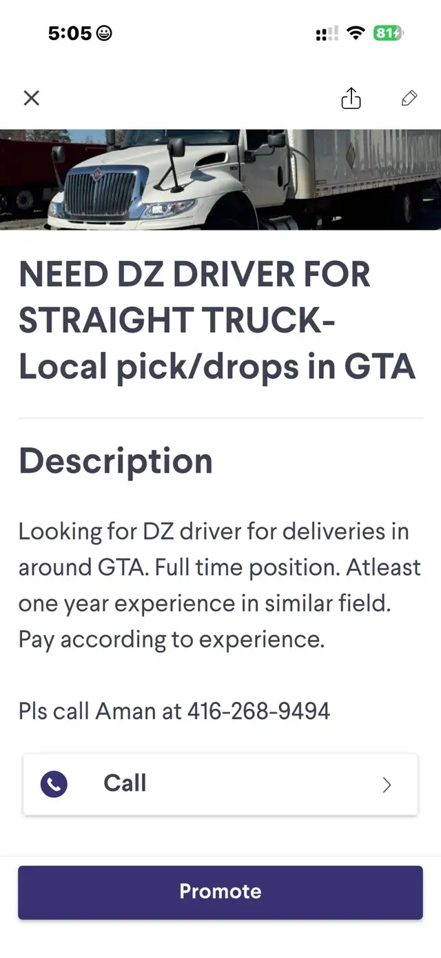 Straight truck driver