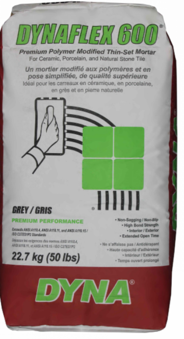 DYNAFLEX 600 Premium Polymer Thin Set Mortar - GREY - 20KG Bags