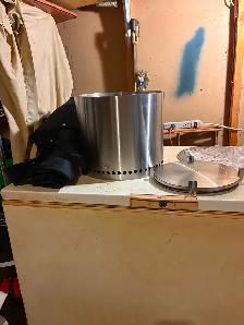 Stainless steel portable fire pit.
