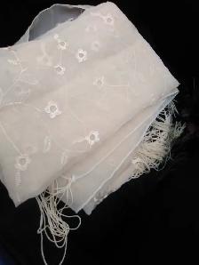 CHARMING FOLK-FAIRY FRINGED SCARVES Rouge Red & Soft Crème - Photo 5