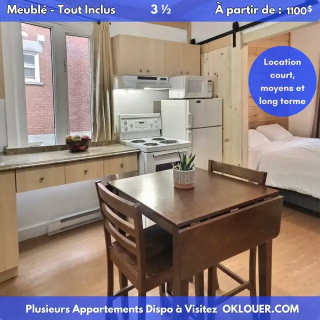 3/12  meublé – 1 chambre – Tout inclus – Limoilou