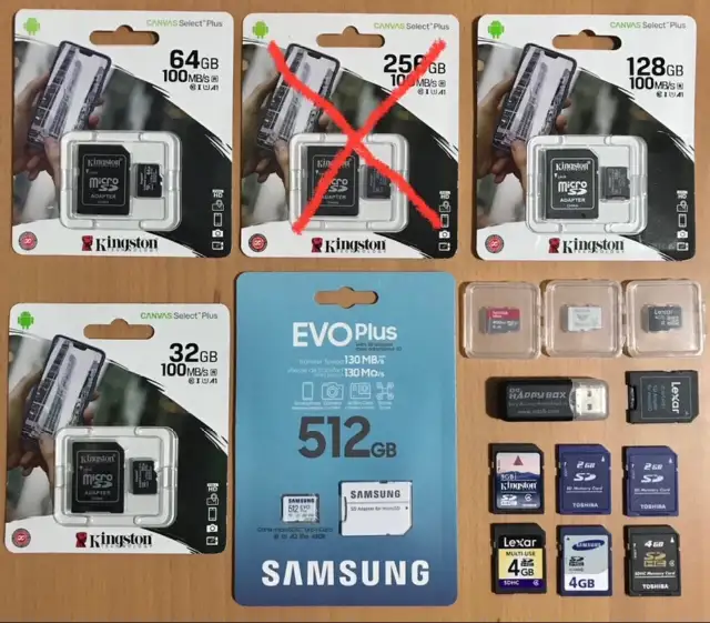 Memory Cards: 512/200/128/64/32/4 gb MicroSD, 8/4/2 gb SD