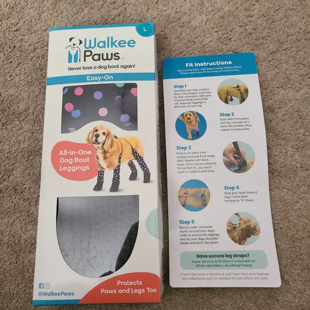 Walkee Paws Easy-On Dog Boot Leggings – Size Large (L)