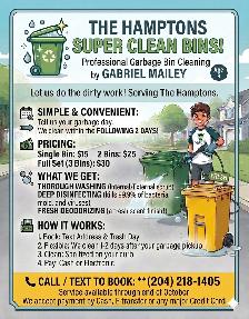 Trash & Compost Bin Cleaning - Hamptons & surrounding area (NW)