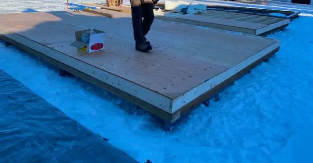 Steel skids with wood floor