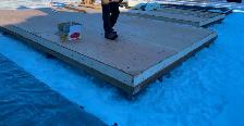 Steel skids with wood floor