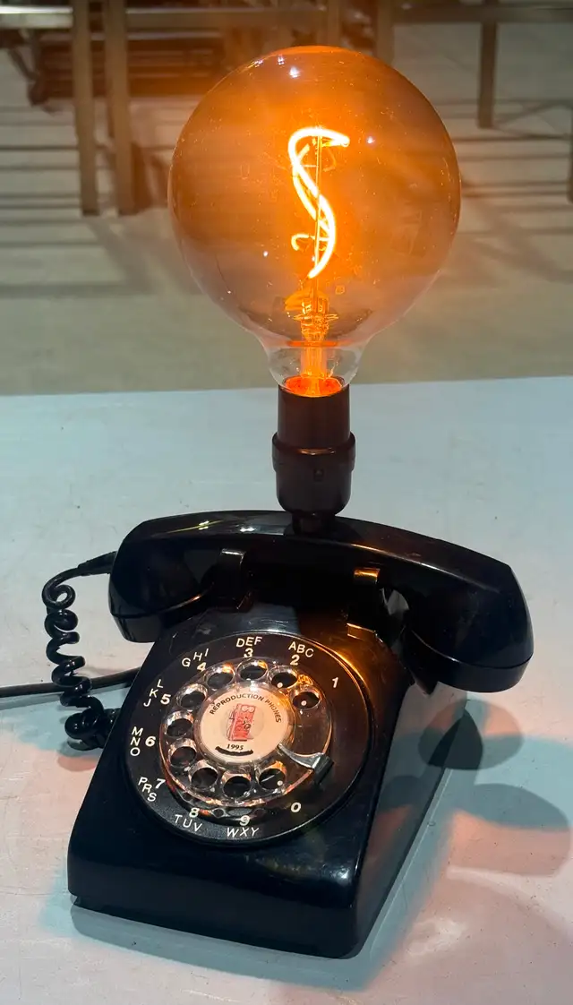 Upcycled Vintage Rotary Telephone Lamp (w Edison-Style LED Bulb)