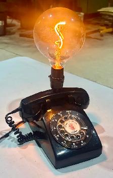 Upcycled Vintage Rotary Telephone Lamp (w Edison-Style LED Bulb) - Photo 2
