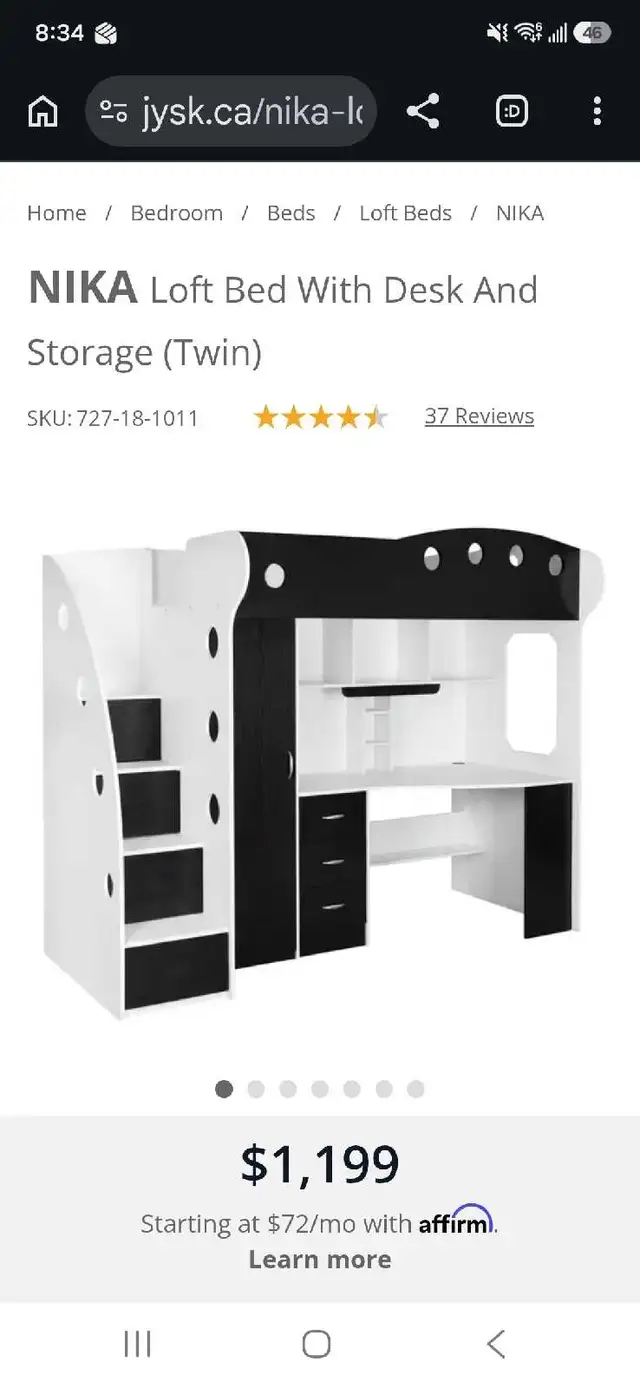 JYSK NIKA Loft Bed With Desk And Storage