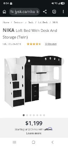 JYSK NIKA Loft Bed With Desk And Storage
