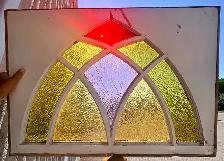 Vintage Stained Glass Window Panel (w Art Deco Geometric Design) - Photo 3