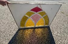 Vintage Stained Glass Window Panel (w Art Deco Geometric Design) - Photo 4