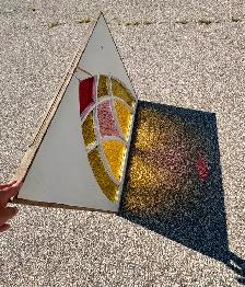 Vintage Stained Glass Window Panel (w Art Deco Geometric Design) - Photo 8