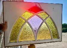 Vintage Stained Glass Window Panel (w Art Deco Geometric Design) - Photo 9
