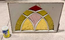 Vintage Stained Glass Window Panel (w Art Deco Geometric Design) - Photo 10