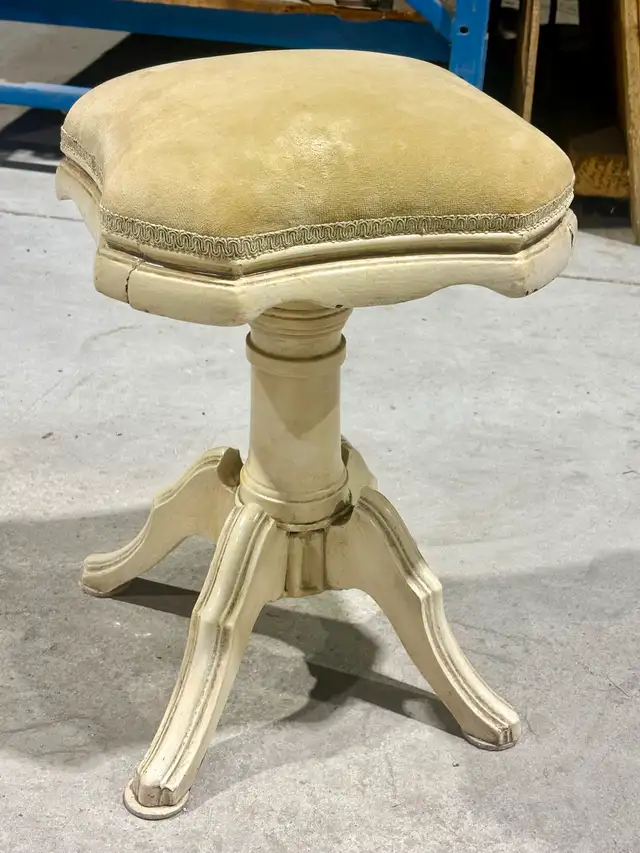 Vintage Painted Piano/Organ Stool (w Upholstered Seat. c. 1940s)