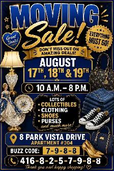 MOVING SALE - EAST YORK