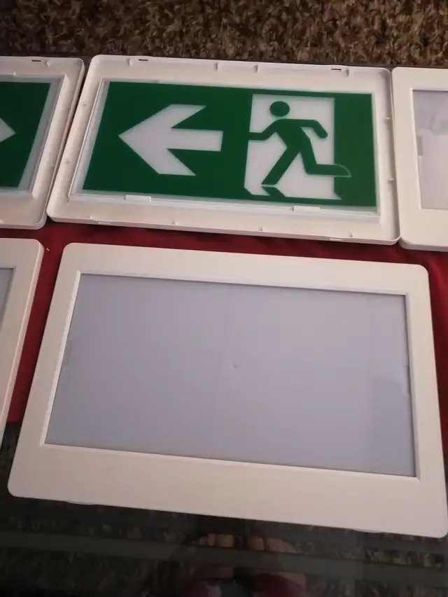 Two running man adjustable snap together signs plus extras