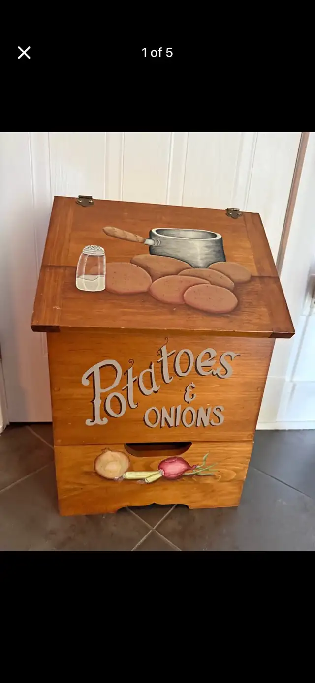 Potatoes and Onions Wooden Storage Bin