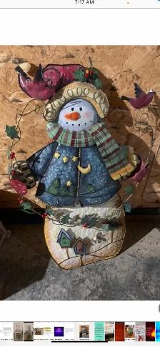 Metal Snowman Wall Decor.  36 inches tall.