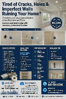 drywaller/taper available for small jobs and repairs