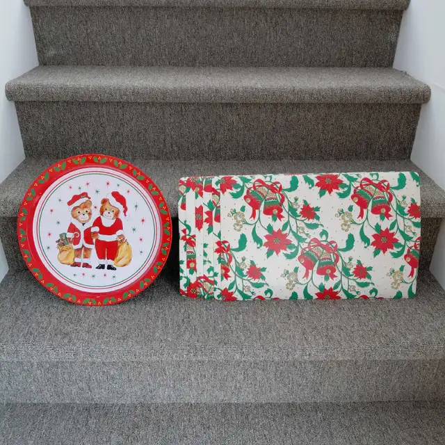 Lot de 6 napperons et cabaret de Noël - vintage
