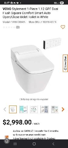 ☆NEW☆ VOVO STYLEMENT  DUAL FLUSH AUTO OPEN/ CLOSE BIDET TOILET - Photo 2