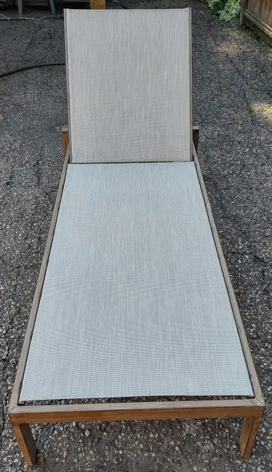 Hampton Bay Outdoor Stackable Steel Sling Patio Chaise Lounge.
