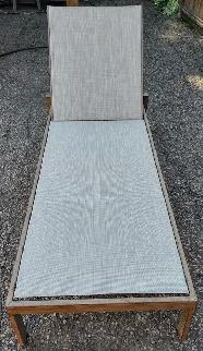 Hampton Bay Outdoor Stackable Steel Sling Patio Chaise Lounge.