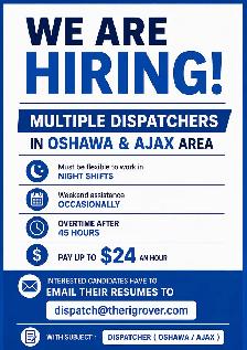 Dispatchers : upto $24 an hour