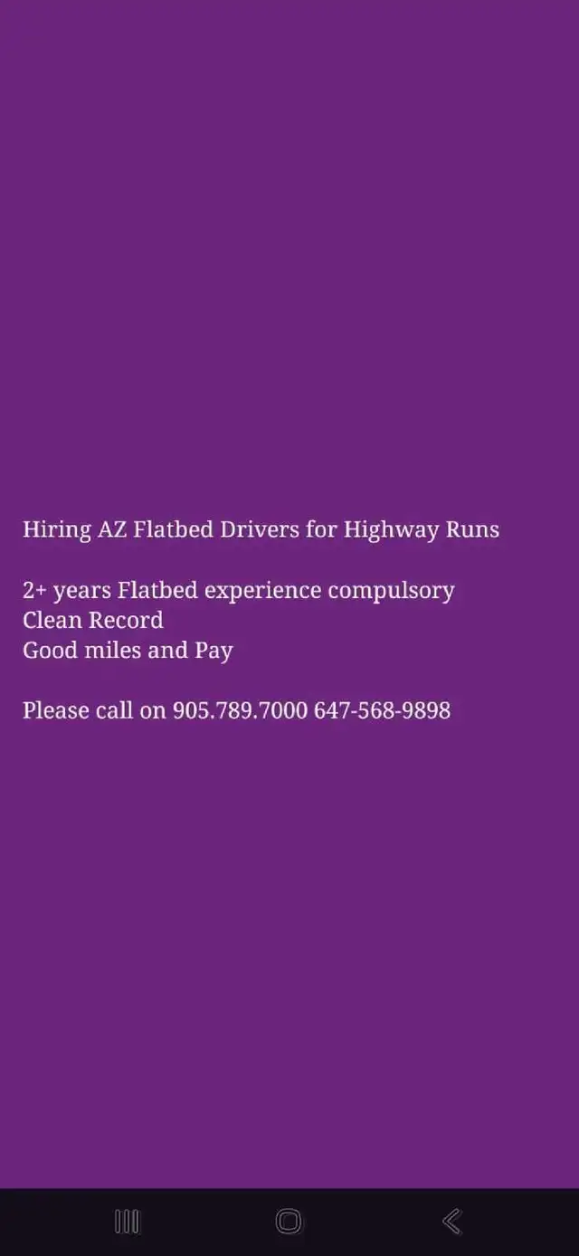 Hiring AZ Flatbed or Flatdeck Drivers