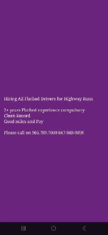 Hiring AZ Flatbed or Flatdeck Drivers