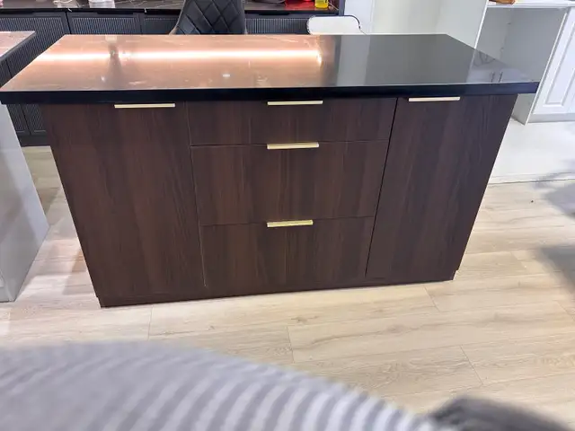 67' Dark Oak Doubke Edge Quartz kitchen island for sale