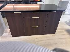 67' Dark Oak Doubke Edge Quartz kitchen island for sale
