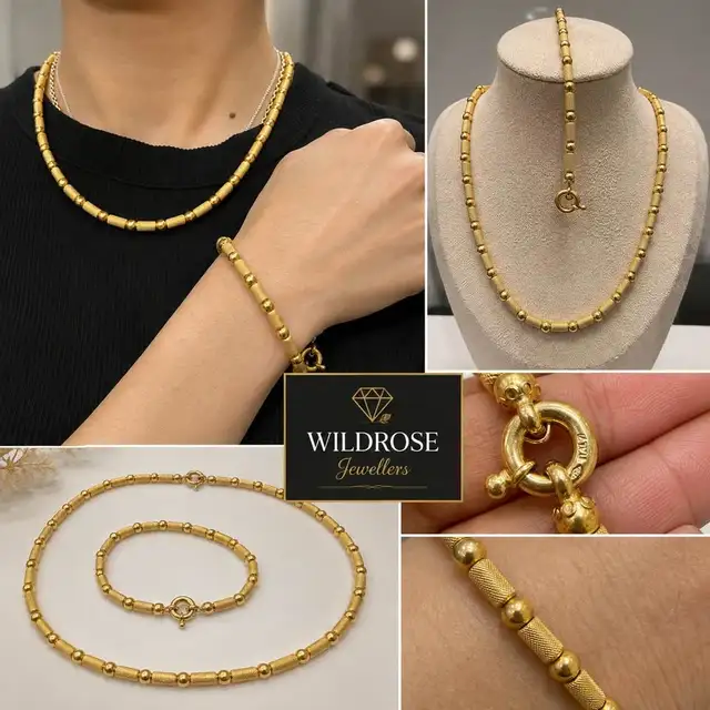 Vintage Birks 18k Made in Italy Gold Set - Necklace   Bracelet