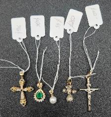 14k Solid Gold Pendants: Emerald, Diamond, Pearl, Sapphire