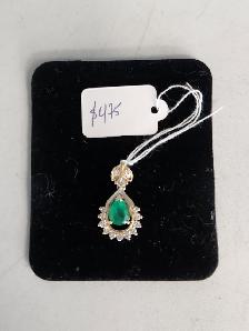 14k Solid Gold Pendants: Emerald, Diamond, Pearl, Sapphire - Photo 3