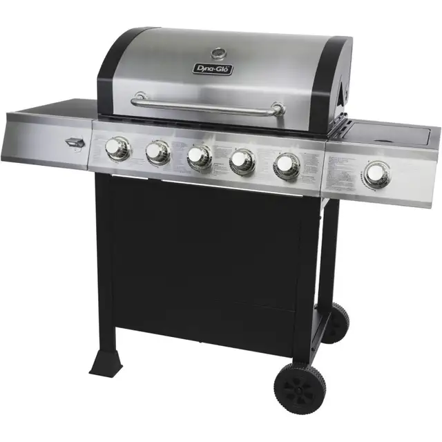 Dyna-glo 5-burner Stainless Propane Gas Grill  With Side Burner