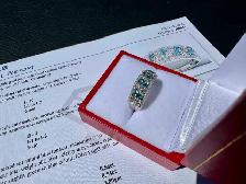 #889 - 14kt White Gold, Topaz & Diamond Band Size 6 1/4