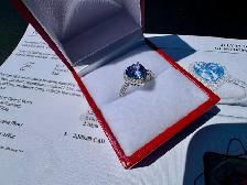 #899 - 10kt White Gold Heart Tanzanite & Diamond Ring Size 4 3/4